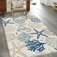 thumbnail image 3 of Blue Beige Coastal Area Rug 3x5 FT, Non Slip Entryway Bedside Carpet, Summer Beach Starfish Coral Nautical Rustic Washable Soft Floor Carpet Indoor Mat Throw Rug for Dorm Kitchen Home Office, 3 of 9