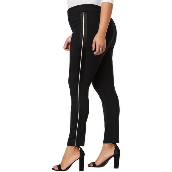 I-N-C Womens Satin Stripe Casual Trouser Pants, Black, 26W