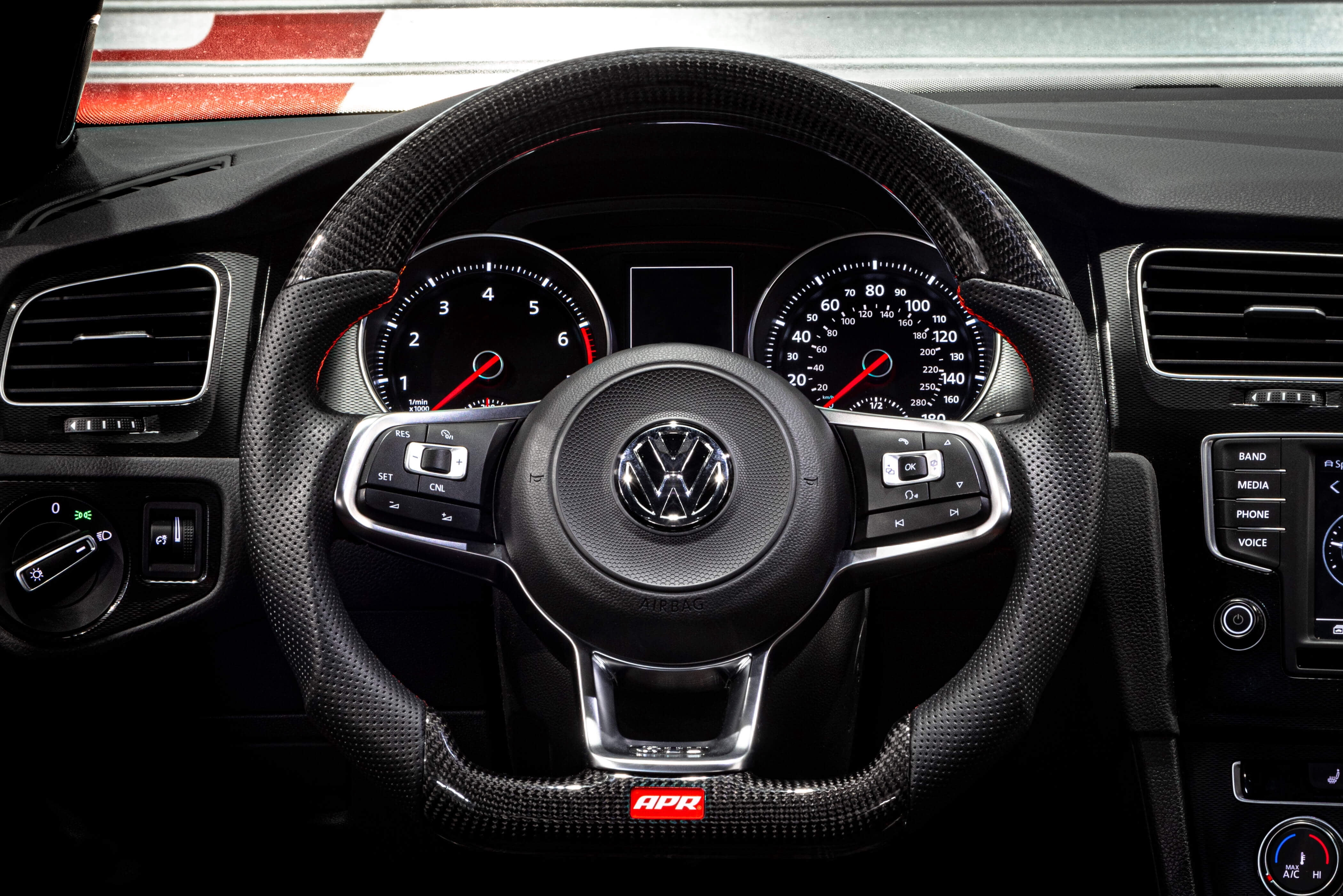 APR MS100201 Steering Wheel - Carbon Fiber / Leather - Red