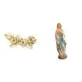 thumbnail image 1 of 2 Piezas Estatua de la Virgen María Figurilla Coleccionable Adorno Católico Y Escultura de Resina Incluye Decoración Mural Metálica Adecuado para Regalos Religiosos Y el Jardín, 1 of 9