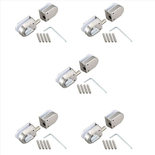 5X Acero Inoxidable, Pestillos / Cerrojos para Puertas de Vidrio, 138A, Sin Taladrar, para Puerta de Vidrio Doble, Puerta de Vidrio Sin