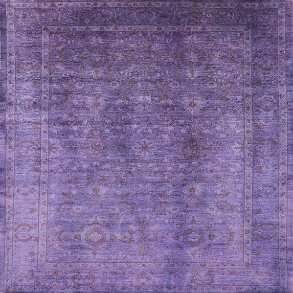 Ahgly Company Machine Washable Indoor Square Industrial Modern Bright Grape Purple Area Rugs, 6' Square