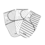 Cuddlebug Adjustable Velcro Baby Swaddle Blanket & Wrap (Spots & Stripes), Pack of 3 (Small/Medium 0-3 Months Old)