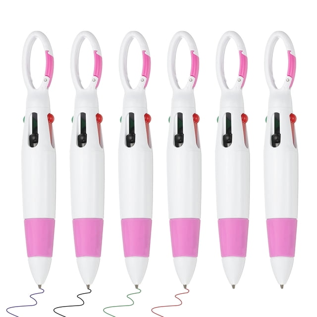 Bolígrafos retráctiles Uxcell, bolígrafo con clip de hebilla y llavero para regalo de suministros de oficina color rosa rojo