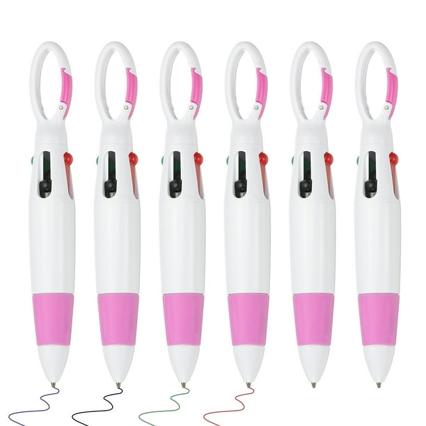 Bolígrafos retráctiles Uxcell, bolígrafo con clip de hebilla y llavero para regalo de suministros de oficina color rosa rojo