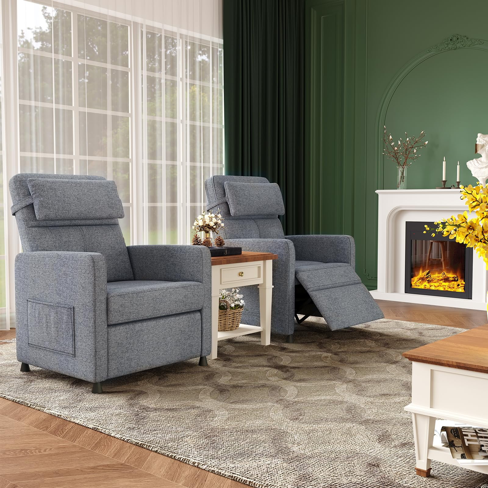 Power Recliner Chair with Adjustable Electric Recliner, Ergonomic Overstuffed Rocking Sofa with 2 Side Pockets & USB Port for Living Room, Bedroom,Gray
