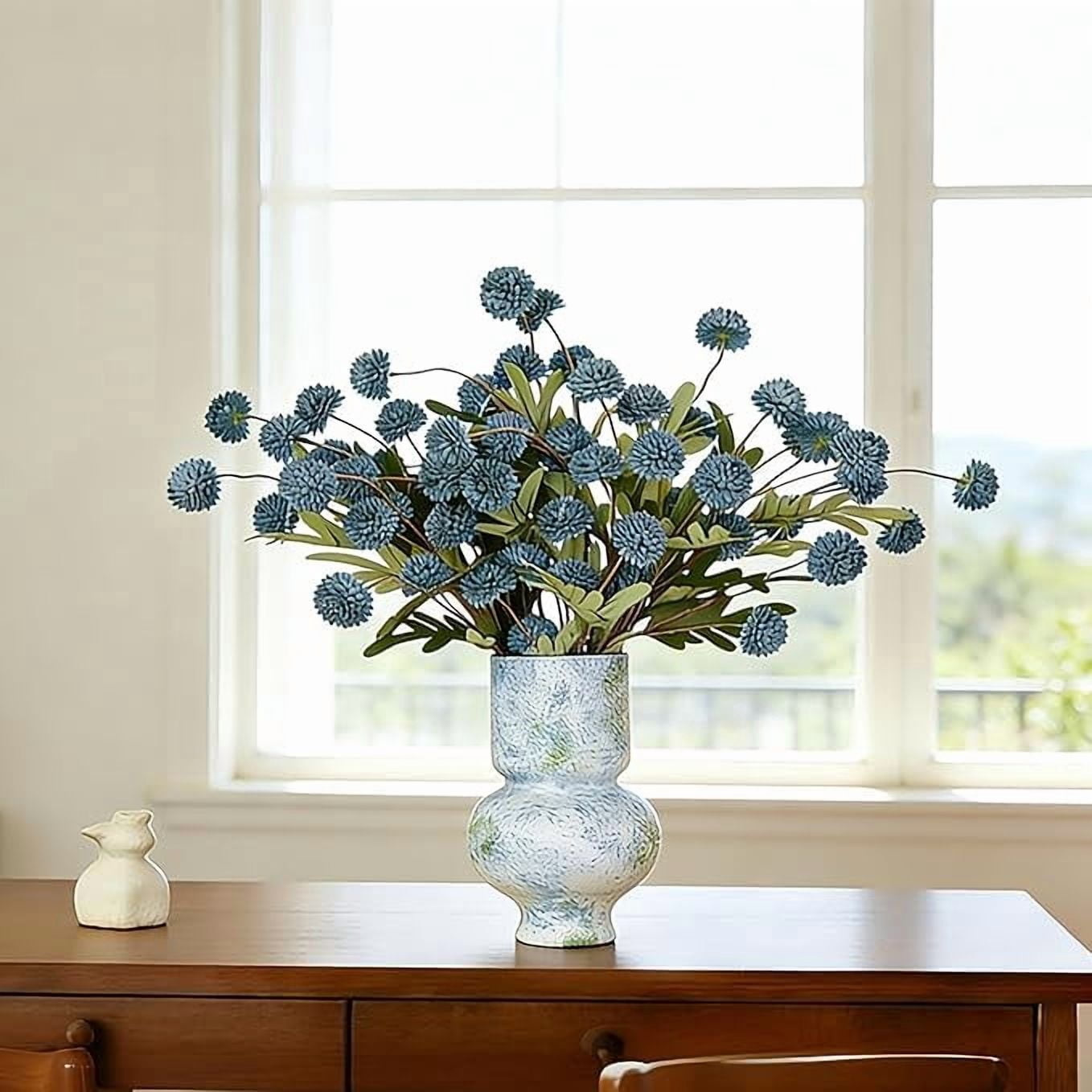 12Pcs Fake Kiku Flowers, Artificial Small Chrysanthemum Balls with Stems, Faux Silk Mini Pompon Mums for Vase Floral Arrangement DIY Bouquets Wedding Party Table Centerpieces Home Decor (No Vase)