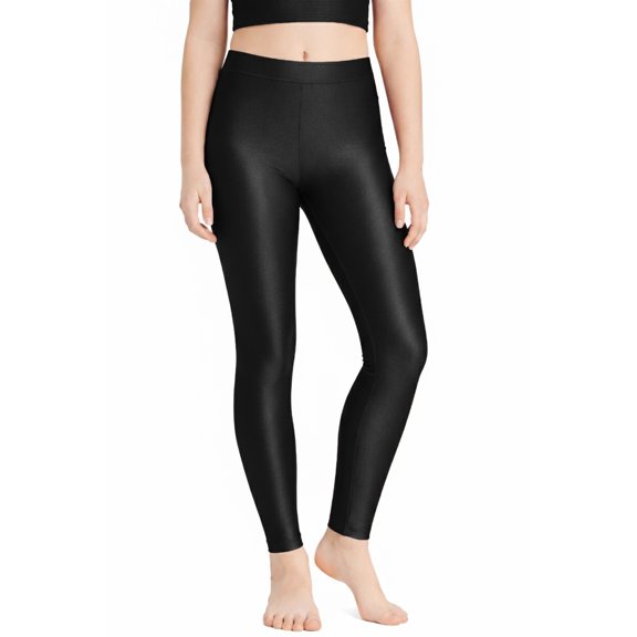 Lilax Girls' Athletic Shiny Leggings Stretch Active Yoga Dance Pants for Kids (Black, 7-8 Years)