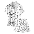 thumbnail image 4 of YUEHUA Kids Girls Heart Print Pajama Set Silky PJS Valentine's Day Button-Down 2 Piece Sleepwear Nightwear Loungewear Clothes Set Gifts, 4 of 4