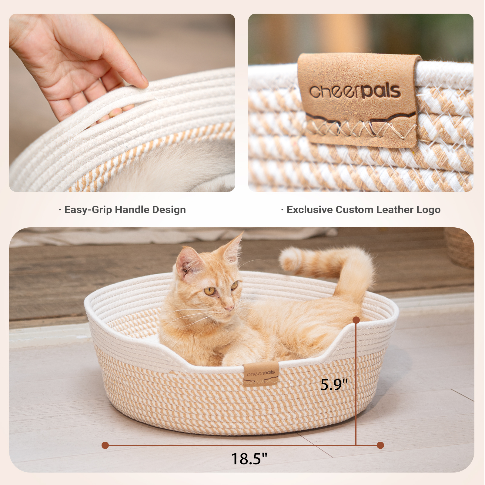 CheerPals Cat Bed with Washable Cushion, White photo 5