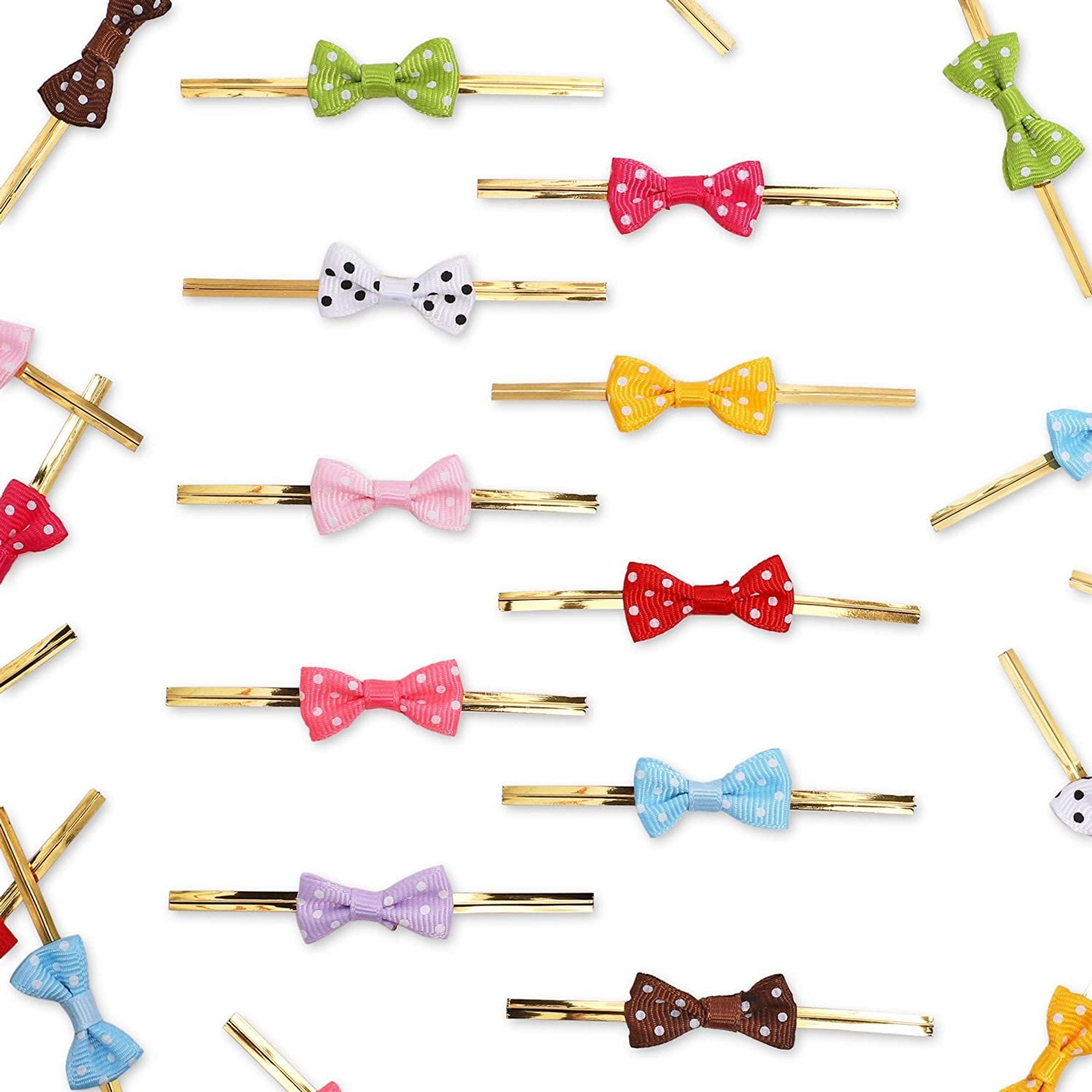 Bright Creations 1.2" Colorful Mini Ribbon Bow Twist Ties for Party