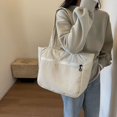 thumbnail image 3 of Bolso de mano estético para mujer y niña bolso Hobo de color sólido con bolsillos bolsa de comestibles, 3 of 9