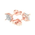 thumbnail image 2 of 1.5 ct Push-Back Stud Earrings for Women | 5.0mm Princess Cut Simulated Diamond | 18K Rose Gold, 2 of 5