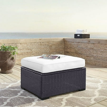 Crosley Furniture KO70127BR-WH Biscayne Resin Wicker Outdoor Ottoman (Brown/White)