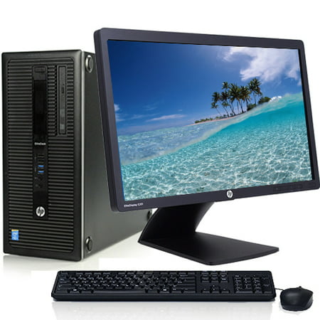 HP EliteDesk G1 Desktop Computer Bundle Windows 10 Pro Intel i5 (4th Gen) Processor 8GB 500GB HD DVD Bluetooth 300Mps Wifi HDMI with a HP E201 20