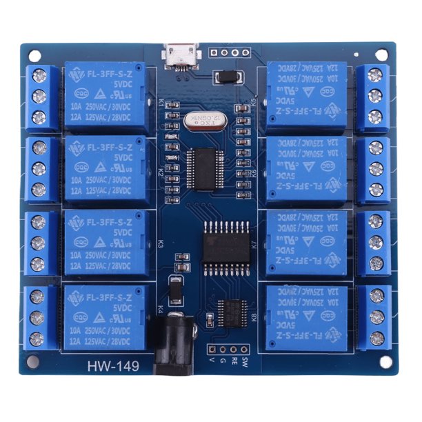 Módulo de relé de control USB de 8 canales Módulo de interruptor de control inteligente de 5 V para Arduino
