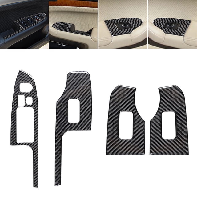 Real Bright Soft Car Interior Carbon Fiber Sticker Decoration4Pcs Carbon Fiber Interior Window Lift Switch Cover For Acura TSX 2004-08Auto Car Protection Interior Accessories