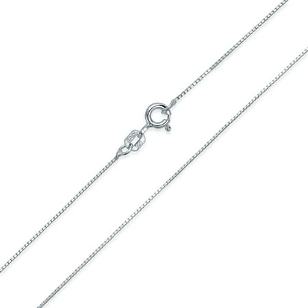 010 Gauge 1MM Very Thin Fine 925 Sterling Silver Box Chain Necklace For Women For Teen Made In