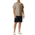 thumbnail image 2 of Lars Amadeus Men's Contrast Color Short Sleeve Button Down Printed Striped Plaid Shirt, 2 of 6