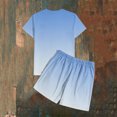 thumbnail image 5 of Zylanna Men's 2 Piece Outfit Sets, Gradient Color Casual Short Sleeve T-Shirt and Shorts Set Elastic Waist Crew Neck Loungewear for Vacation Daily Wear Blue, 5 of 7