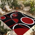thumbnail image 2 of Outdoor Rug 3x5 ft Black Red Circle Outdoor Large Area Rug Non Slip Rubber Geometri Stripe Lines Abstract Art Front Door Mat RV Rug Carpet Patio Outdoor Rugs for Backyard Balcony Deck Porch Indoor, 2 of 9