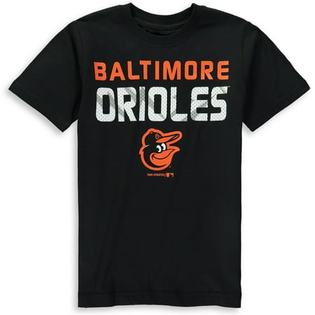 MLB Baltimore ORIOLES TEE Short Sleeve Boys Team Name and LOGO 100% Cotton Team Color