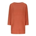 thumbnail image 5 of Umfun Pullover Sweaters for Women Loose Casual Knitted Solid Printed Sweater Round Neck 3/4 Sleeve Soft Touch Lightweight Sweaters Orange M, 5 of 5