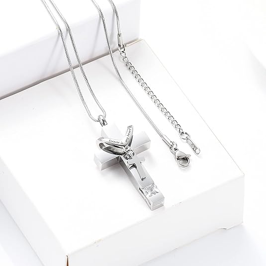 3 Pcs Urn Necklace for Ashes Butterfly / Heart / Cross Cremation Cross Heart Urn Pendant Necklace Ashes Pendant for Human Memorial Ash Jewelry