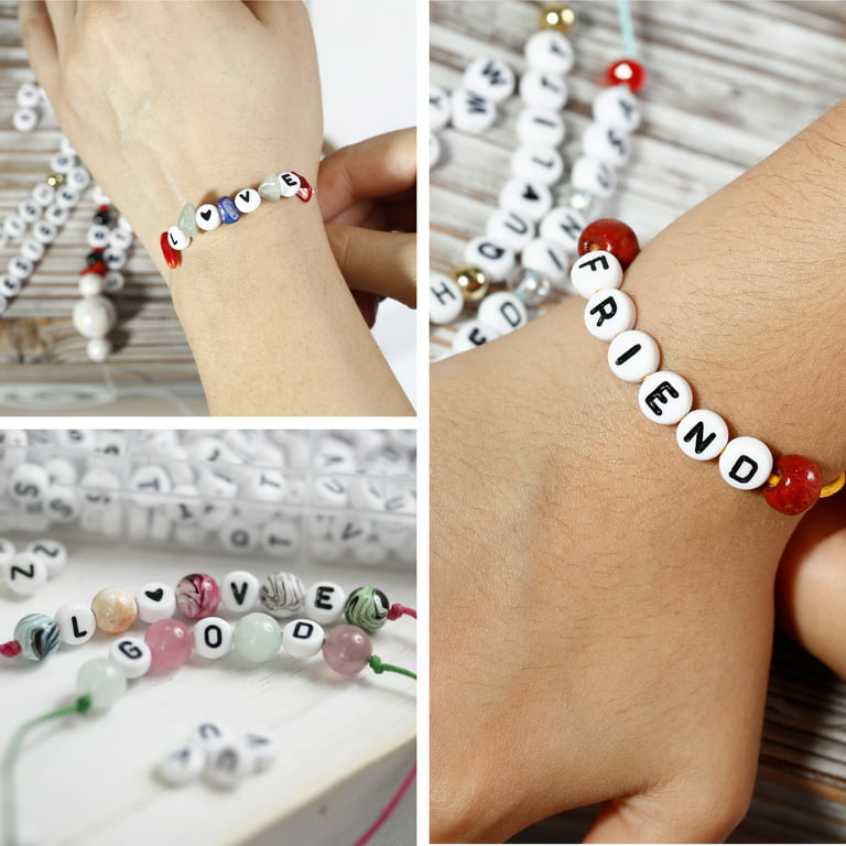 Alphabet Letter Bead Bracelet Stretch Personalized Friendship Glass and  14kGF