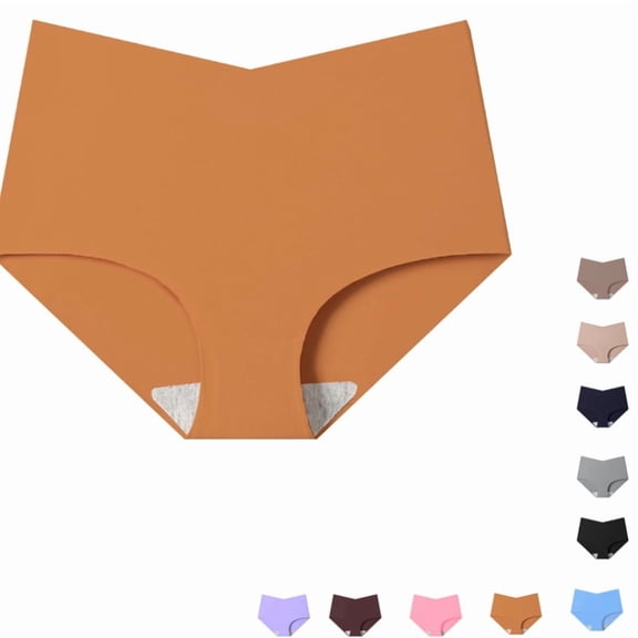Women High Waisted Seamless High Cut Full Coverage Panties Soft Tummy Control Underwear Ginger 2XL