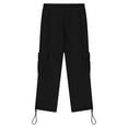 thumbnail image 6 of ZOYOEN Boys Cargo Sweatpants with Pockets- Baggy Casual Drawstring Wide Leg Pants Black Size 8, 6 of 7