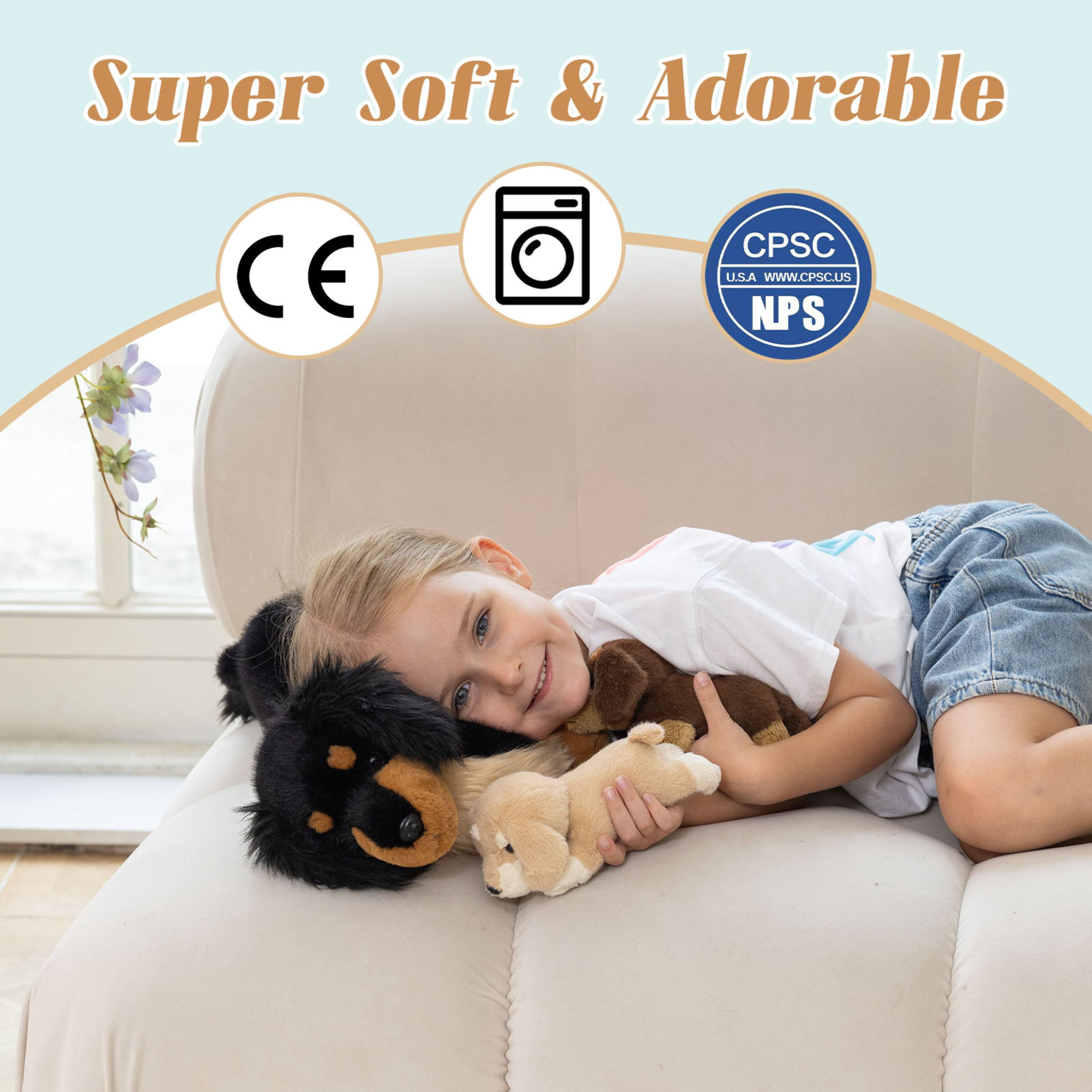 Tezituor 3Pcs Dachshund Stuffed Animal 20.5'' Weiner Dog Plush with 2 Dog Babies Plush Toy