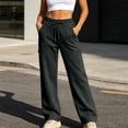 thumbnail image 6 of Oksale Womens Petite Straight Leg Sweatpants with Multi Pockets Soft Cozy Cargo Sweatpants Casual Elastic Waisted Drawstring Jogger Trousers for Daily Wear Dark Gray 2XL, 6 of 9
