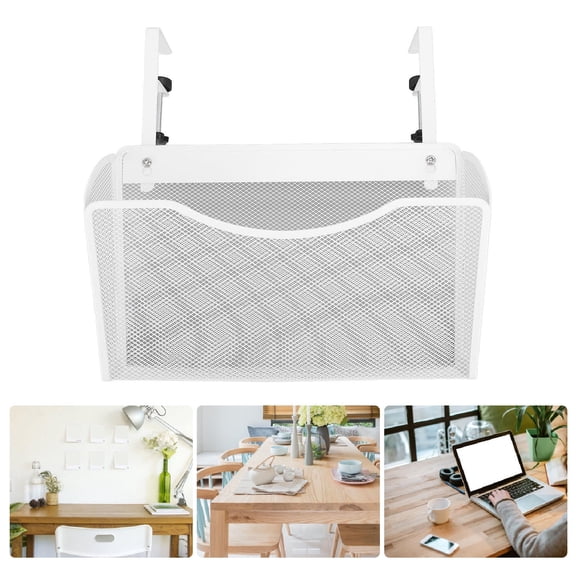 Xirurus Mesh Desk Organizer, Hanging Side Shelf with Adjustable Compartments, Steel Office Storage for Home & Dorm