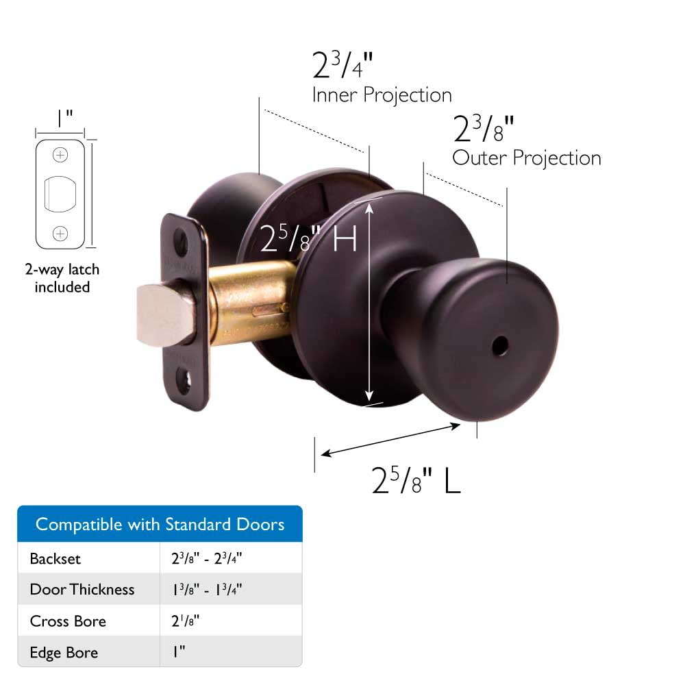 Design House Tulip Privacy Interior Bed and Bath Door Knob, Matte Black