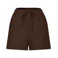 thumbnail image 4 of vigerkar Linen Bermuda Shorts for Women Drawstring High Waisted Casual Ruffle Shorts with Pocket (Brown, XXL), 4 of 6