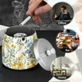 thumbnail image 4 of Yayeee Ashtray with Lid for Cigarette Smokeless Stainless Steel Home Ash Holder, Yellow Floral, 4 of 7