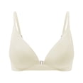 thumbnail image 2 of Gymayou Women Front Clasp Wireless Bra Deep V Thin Adjustable Spaghetti Strap Seamless Bralette Light Thin Summer Bras Beige L, 2 of 5