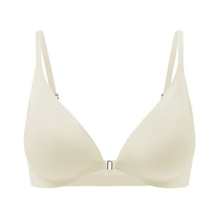 HCURIBAD Wireless Bras Clearance! Women s Sexy Triangle Bralette Comfort Full Coverage Bra Front Close Deep V Seamless Wireless Adjustable Bras Seamless Bra Backless Bra Bras for Women Beige L