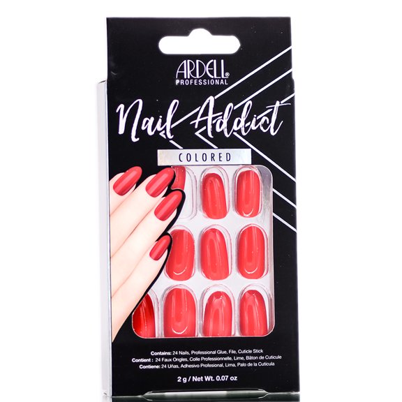 Cherry Red , Ardell Nail Addict Colored Artificial Nail Set , Hair Scalp Skin Body - Pack of 2 w/ SLEEK Teasing Comb