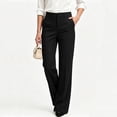 thumbnail image 5 of Agkizg Women's Straight Leg Dress Pants, Solid High Waist Dress Pants Casual Suits Long Trousers with Pockets, 5 of 6