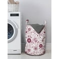 thumbnail image 3 of Floral Laundry Bag, Exquisite Floral Inspired Vibrant Toned Branch Blush Baroque Curls Image, Hamper Basket with Handles Drawstring Closure for Laundromats, 13" x 19", Maroon Rose, by Ambesonne, 3 of 4
