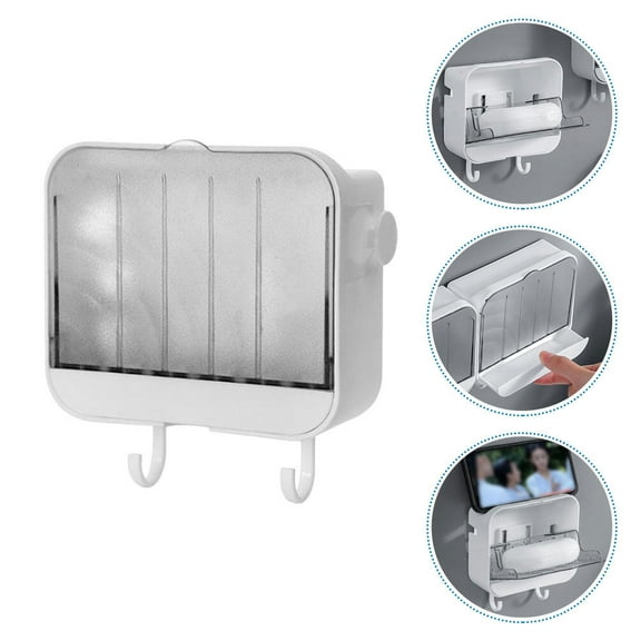 COSMOBETTY 1pc Wall Mounted Dish With Drainage Tray White Holder For Bathroom Box Easy Clean Design For Shower Sink Use