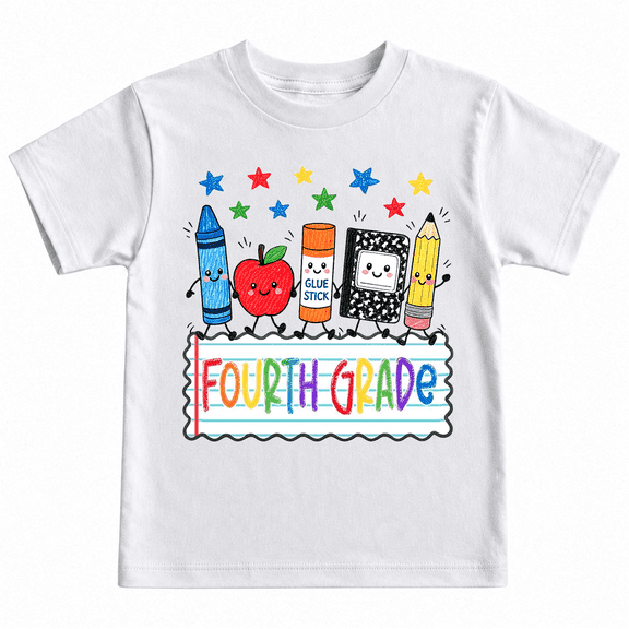 Cute Fourth Grade Shirt for Kids, Back to School Fourth Grade T-Shirt, School Supplies Graphic Tee, 4th Grade Student Gift, First Day of School Outfit
