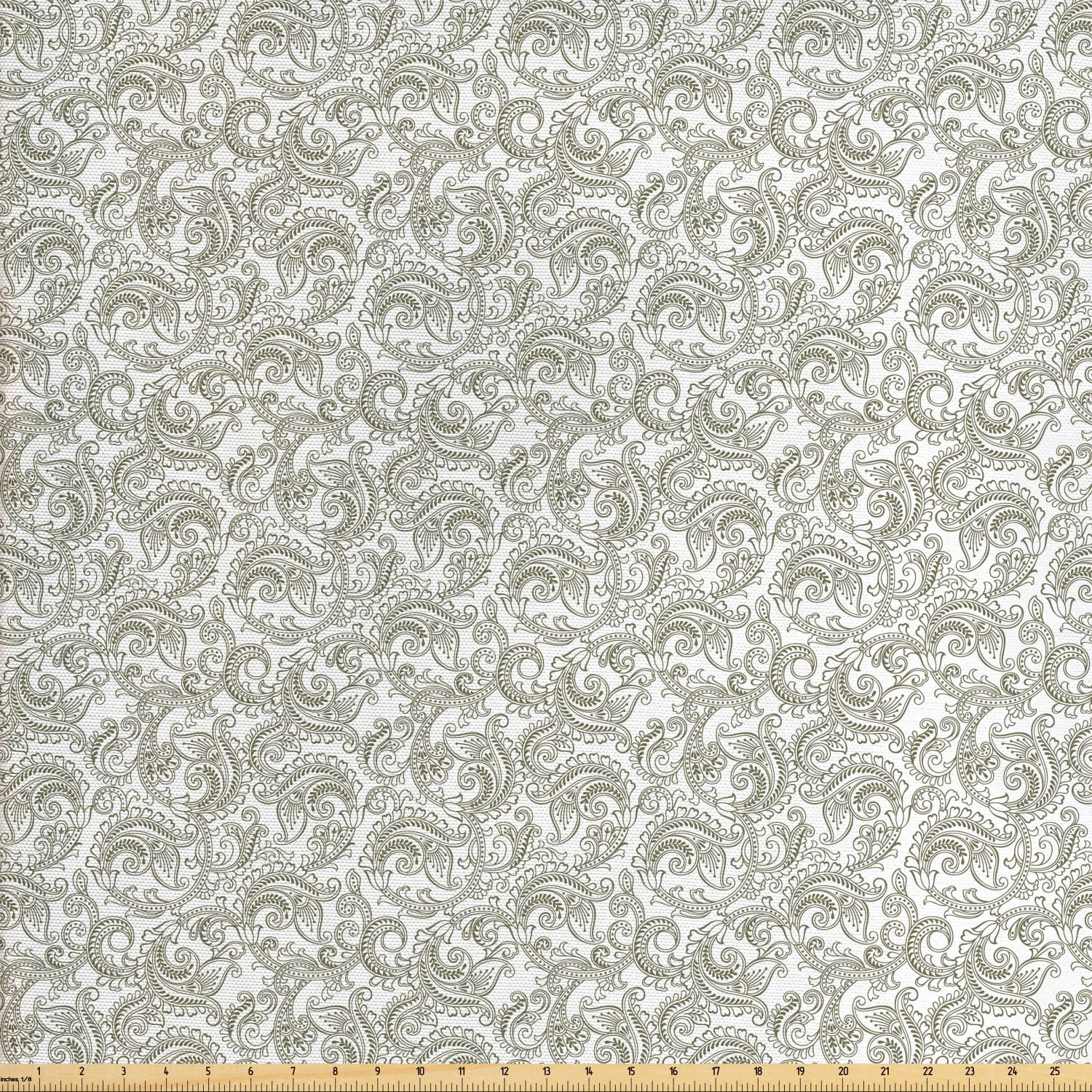 Floral Fabric by The Yard, Traditional Damask with Classic Effects Ornate Pattern Print