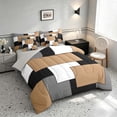 thumbnail image 2 of Manfei Neutral Geometric Checkered Twin Bedding, Abstract Bedding Comforter Set, Black White Beige Gray, Gray Reversible 7pcs, 2 of 6