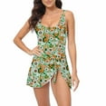 thumbnail image 2 of Jacenvly Women Tankini Set Two Piece Clearance Casual Sleeveless Swimsuit Floral Crewneck Surfing Swimwear Soft Women'S Multi-Color Printed Swimsuit Tight Fitting and Gathering Swimsuit Orange, 2 of 5