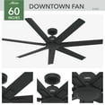 thumbnail image 5 of Hunter 60 inch Outdoor or Indoor Ceiling Fan without Light - Black Ceiling Fan with Wall Control, For Patio, Garage, or Porch, Quiet, Standard Mount, 7 Blades - Downtown 51590, Matte Black, 5 of 17