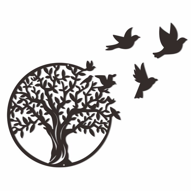 Arte de silueta de decoración de pared de árbol de la vida de metal, decoración de pared negra del árbol de la vida para regalo, decoración del hogar de jardín interior y exterior (30x30cm)