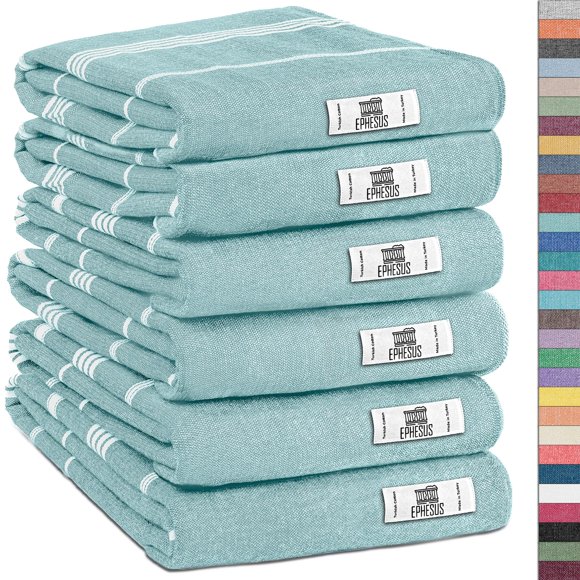 Ephesus Towels Toallas De Mano - Juego De 2 | 18.0 X 30.0 In – Toalla De Mano Turca Decorativa Para Baño, Cocina, Cara De Invitados, Pelo, Té (Menta Diamante)